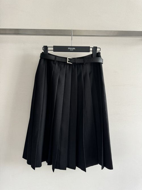Prada Classic High-Waisted Pleated Skirt, Elegant Daily