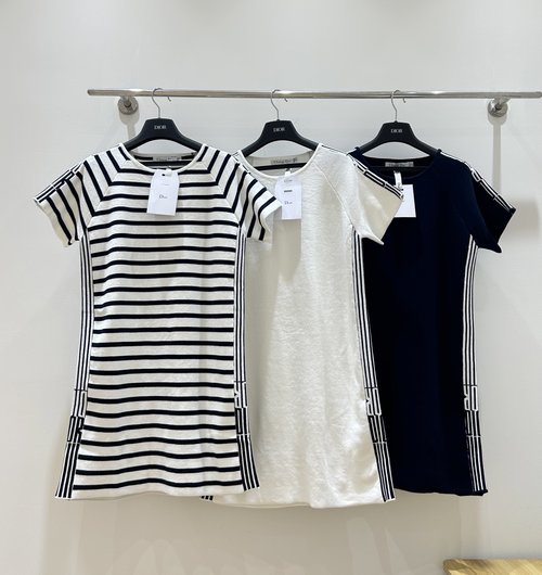 Dior Round-Neck Long Dress with Side Letter Embellishments