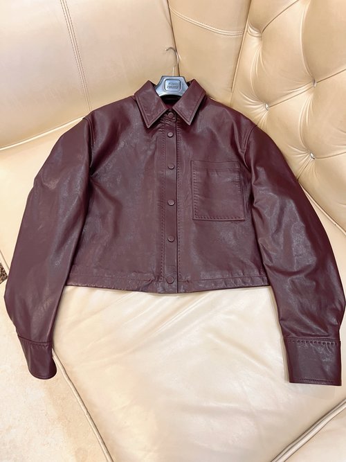 Hermes Spring Turn-Down Collar Leather Jacket with Plant Tanning and Perfect Arc Back