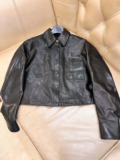 Hermes Spring Turn-Down Collar Leather Jacket with Plant Tanning and Perfect Arc Back