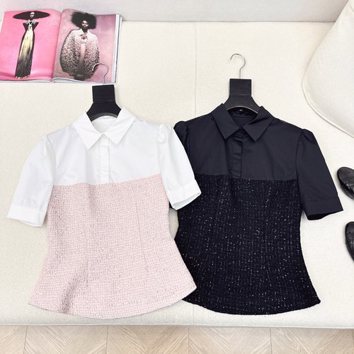 Chanel Elegant Spliced Short Top with Sequins