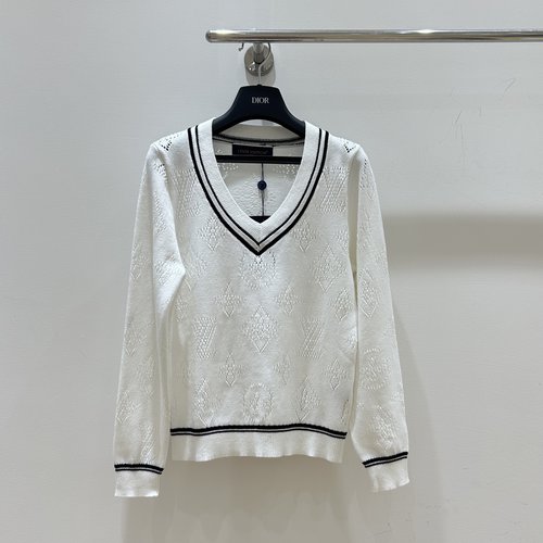 Louis Vuitton Long-Sleeved V-Neck Sweater with Classic Monogram