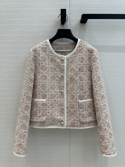 Dior Exclusive Pink Tweed H-style Blazer with Silk Lining