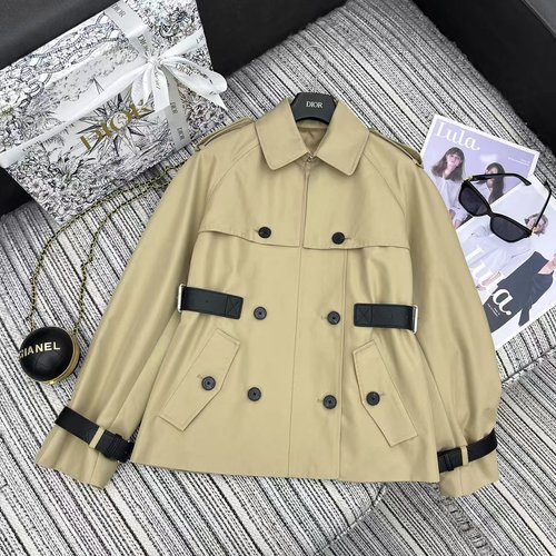Dior Short Classic Double-Breasted Trench Coat with Leather Waist