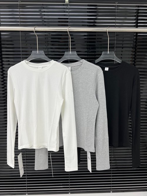 Alo Three-Color Lettered Silk-Cotton Long-Sleeved Base Layer