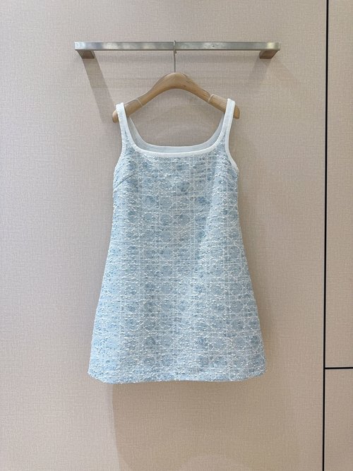 Dior Elegant Vintage Checkered A-Line Sling Dress