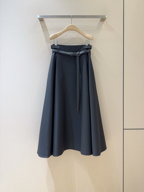 Dior New Mid-Length A-Line Skirt with Decorative Belt