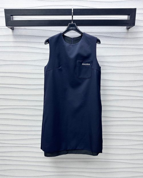 Miu Miu High-end Literary Round Neck Vest Dress with Logo