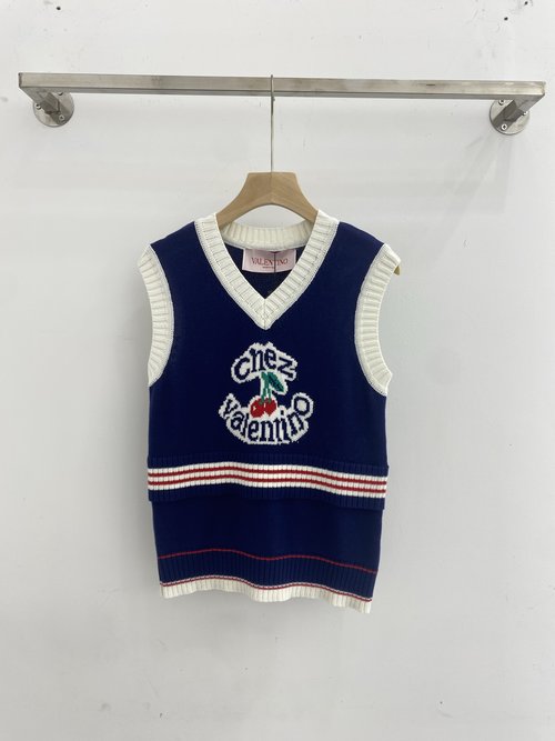 Valentino Warren V-Neck Cherry Pattern Vest, Wool Comfort