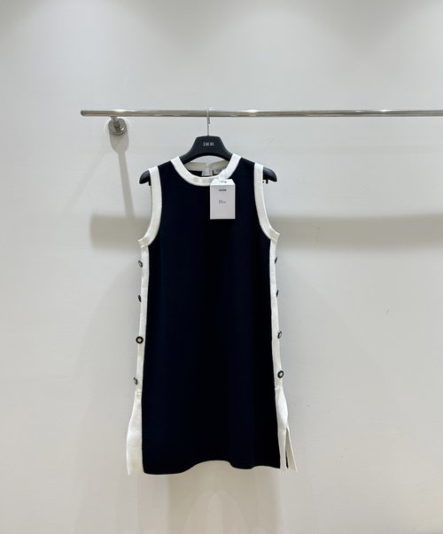 Dior Black and White Color-Blocked Vest Dress