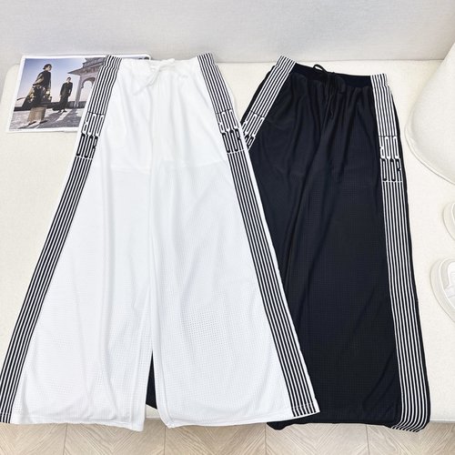 Dior Breathable Straight-Leg Pants with Logo Ribbon