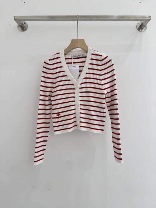 Dior Stripe Knit Cardigan, Comfortable Layered Look