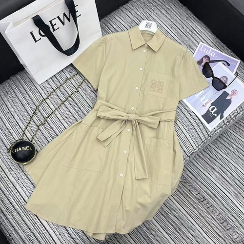 Loewe Spring-Summer LOE Shirt Dress with Embroidered Logo
