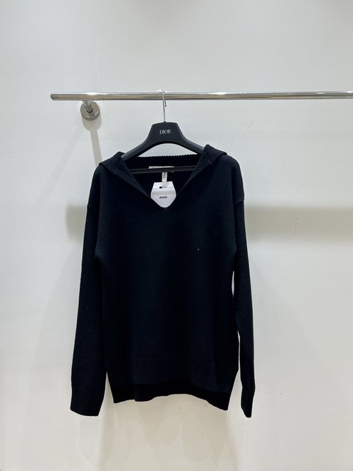 Dior Korean-style Navy Collar Knit Sweater