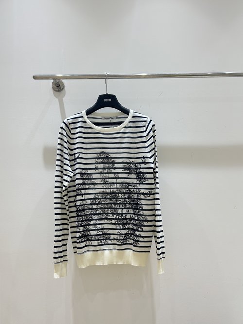 Dior Classic Striped Long-Sleeve Knit Sweater