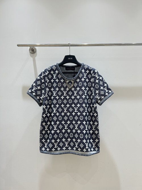 Louis Vuitton Classic Damask Jacquard Knit Short-Sleeve Shirt