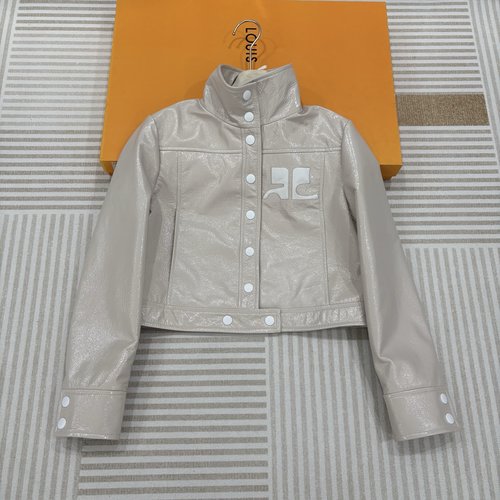 Louis Vuitton Luxury Imported Sheepskin Lacquer Leather Jacket, Customizable in White