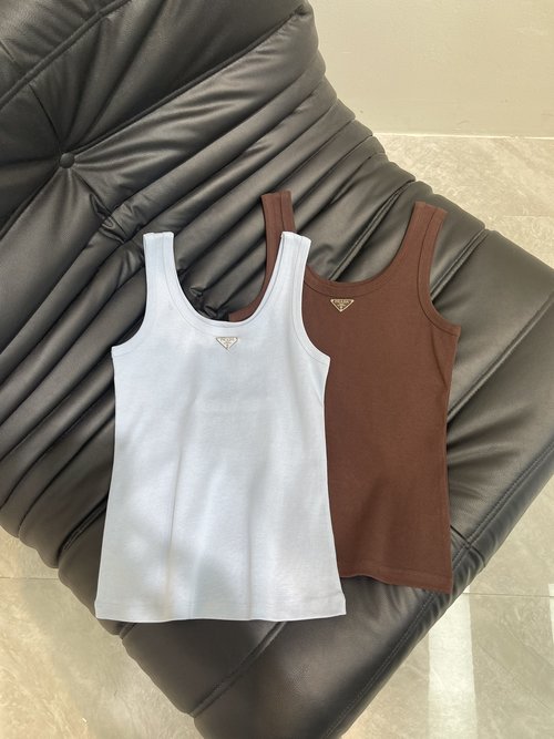 Prada Classic Triangle Logo Vest with Enamel Emblem and Elastic Fit