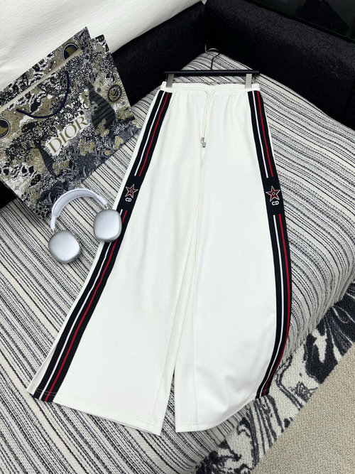Dior Sporty Drawstring Waist Pants with Contrasting Stripes