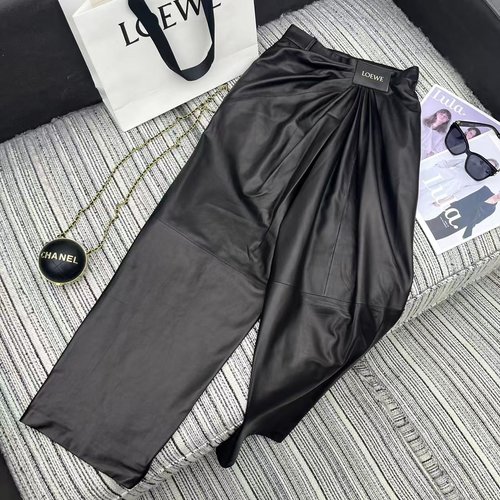 Loewe Recommended LOE Series Sheepskin Wide-Legged Trousers with Logo