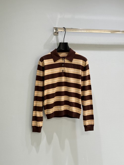 Miu Miu Classic Cotton Polo Shirt in Maillard Color Palette