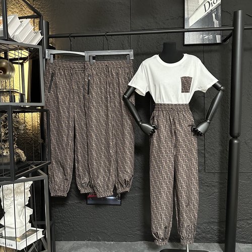 Dior Bespoke Full-Print Logo Trousers with Comfortable Elastic Waist