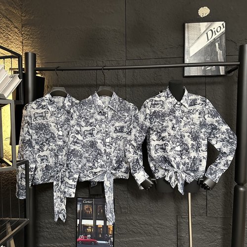 Dior Resort Series Tropical Print Belted Hem Shirt