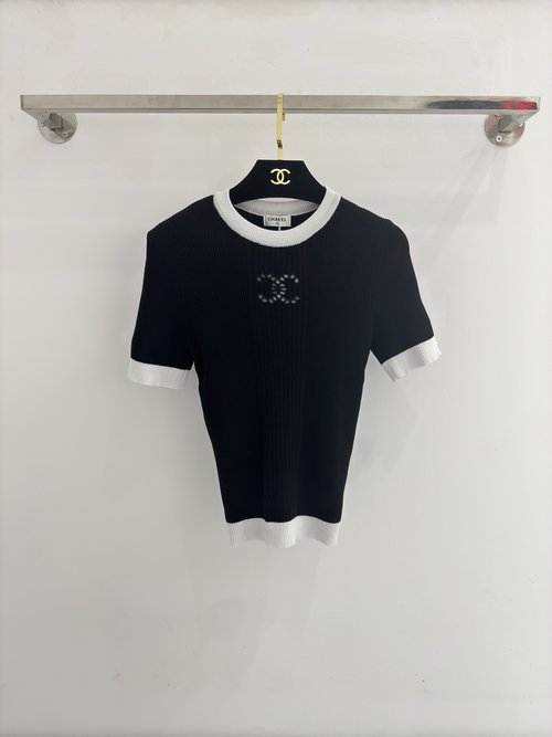 Chanel Black and White Hollow - Knitted Top