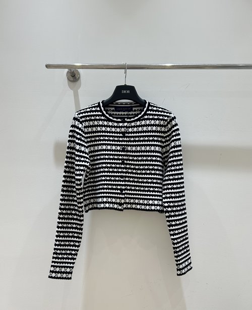Louis Vuitton Knit Cardigan with Ruffled Hem and Colorful Stripes