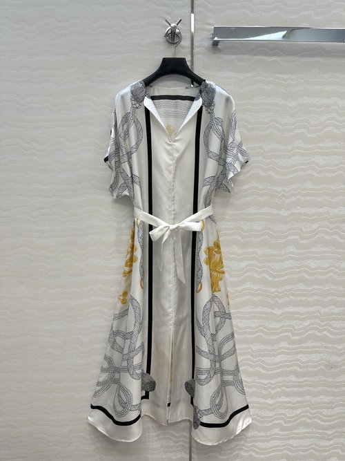 Hermes Exclusive Original Single - Quality Printed Silk Dress