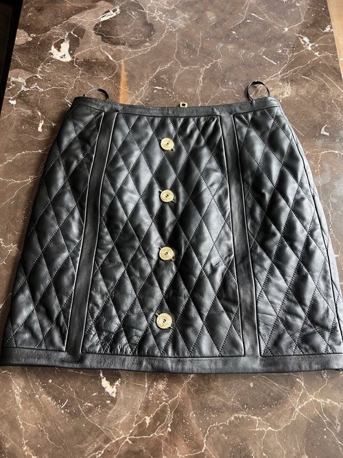 Balmain Exclusive High - end Single Black Lambskin Suit with Leather Buttons