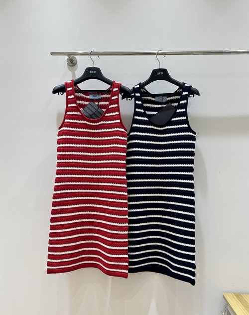 Prada Simple and Fashionable Knitted Striped Vest and Skirt Ensemble
