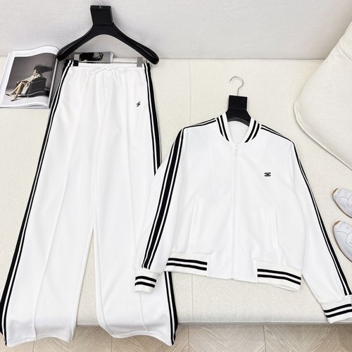 Celine Daily-wear Lazy Suit with Contrast Thread & Embroidery