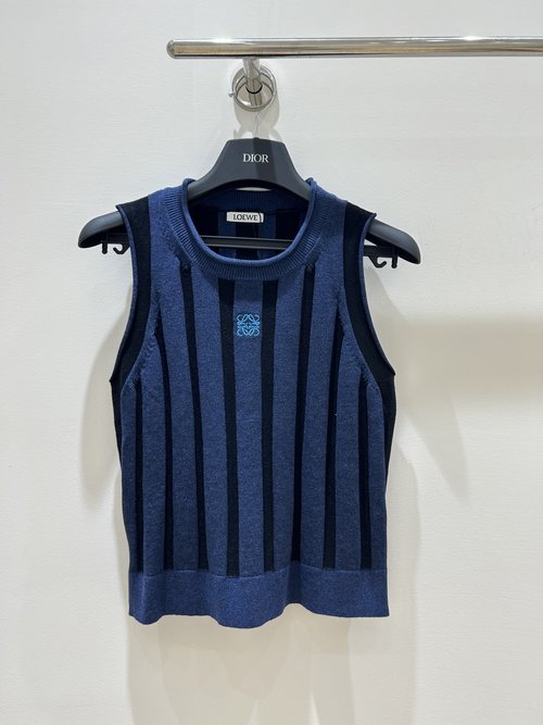 Loewe Minimalist Sleeveless Crop Top with Embroidery Letters