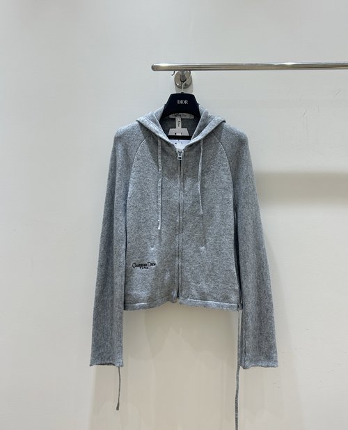 Dior Classic Hooded Zip - Up Jacket with Letter Embroidery