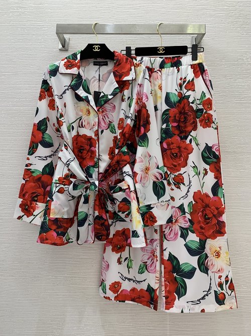 Dolce & Gabbana Letter Logo Flower Print Pajama Homewear Set