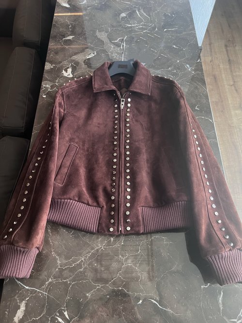 Loewe Imported Suede Sheepskin Fashionable Single Leather Coat