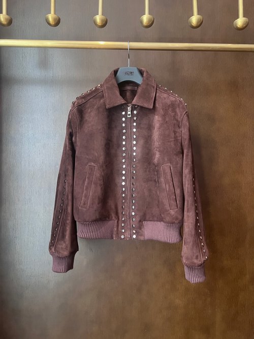 Loewe Imported Suede Sheepskin Fashionable Single Leather Coat