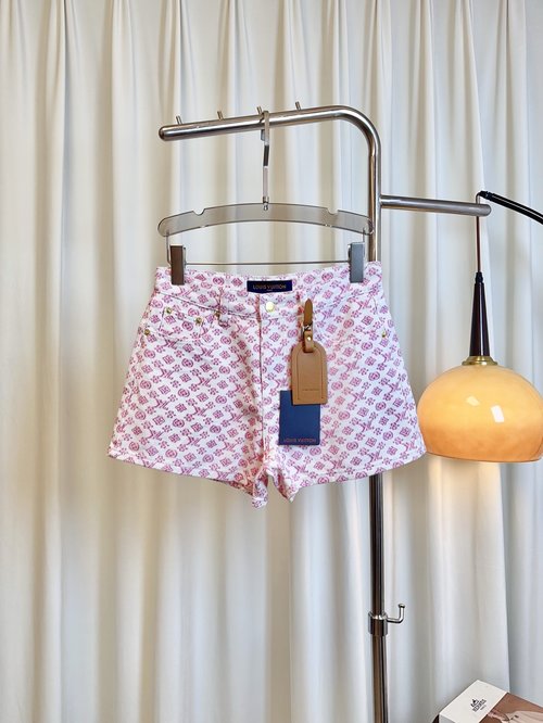 Louis Vuitton All-Over Logo Denim Shorts, Custom Cotton, Slim and Stylish Look