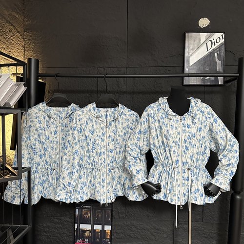 Loewe Printed Hooded Windbreaker with Waist Drawstring