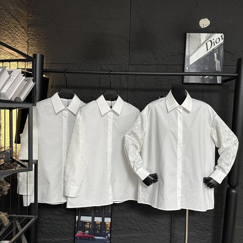 Louis Vuitton Full-Cotton Long-Sleeved Shirt with Jacquard Patch and Detachable Collar