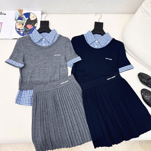 Miu Miu Stylish Knit Set with Decorative Details, Daily Wear