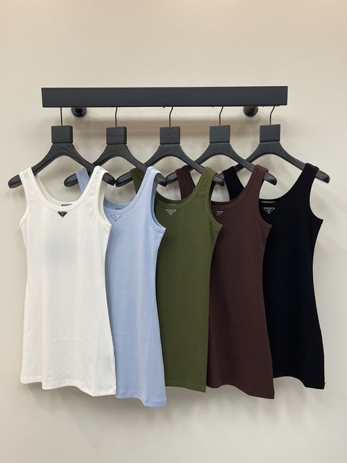 Prada Classic Triangle Logo U-Neck Vest Dress: Elegant and Timeless