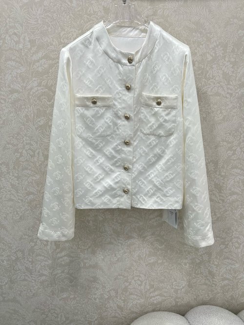 Chanel Elegant 100% Silk Round - Neck Jacket with 3D Tailoring