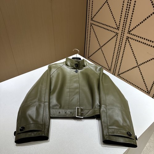 Loewe Stylish Single Leather Jacket with Modal Composite Lambskin