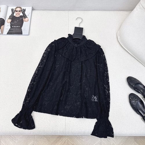 Chanel French Black Lace Shirt with Elegant Design