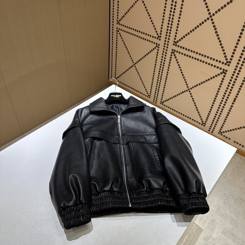Yves Saint Laurent Fashionable Genuine Leather Jacket with Custom Leather and Hardware