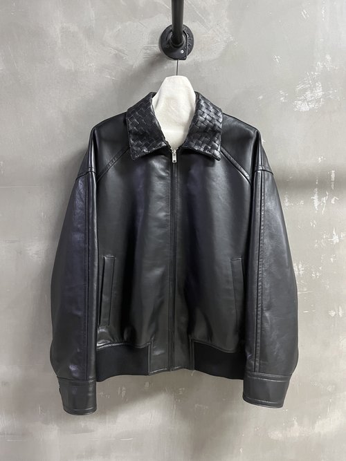 Prada Custom Leather Coat with Handmade Collar, Versatile and Stylish