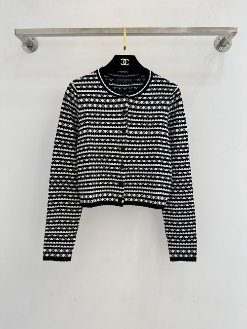 Louis Vuitton Ripple Hem Knit Cardigan, Striped Elegance Redefined