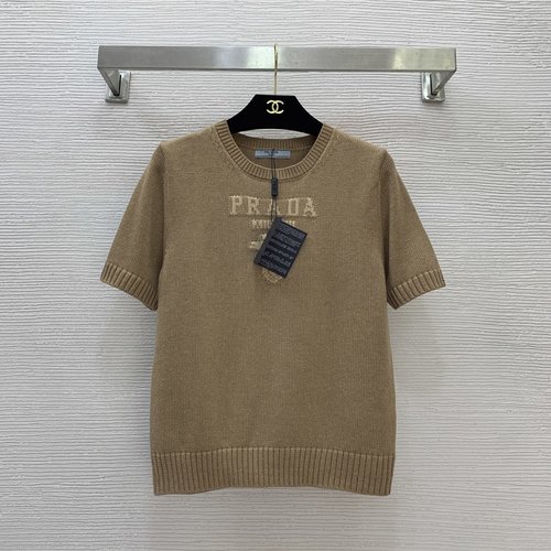 Prada High-end Customized Round-neck Short-sleeve Knit Top